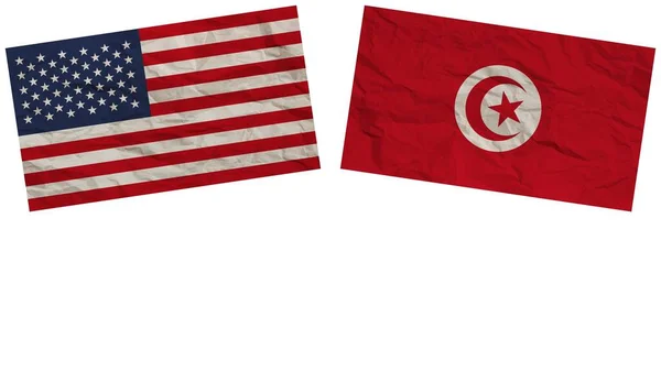 Tunisia United States America Flags Together Paper Texture Effect Illustration — Stock Photo, Image