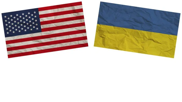Україна Сполучені Штати Америки Разом Прапори Паперу Ефект Текстури Ілюстрація — стокове фото