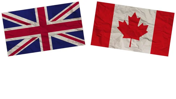 Banderas Canadá Reino Unido Juntas Textura Papel Efecto Ilustración —  Fotos de Stock