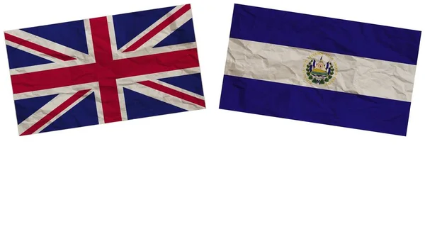 Salvador Reino Unido Banderas Juntas Textura Papel Efecto Ilustración — Foto de Stock