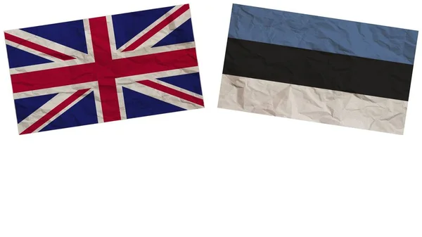 Естонія Сполучене Королівство Flags Together Paper Texture Effect Illustration — стокове фото