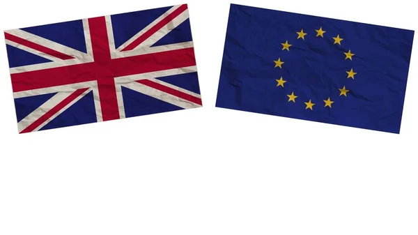 Európai Unió Egyesült Királyság Zászlói Együtt Papír Textúra Hatás Illusztráció — Stock Fotó
