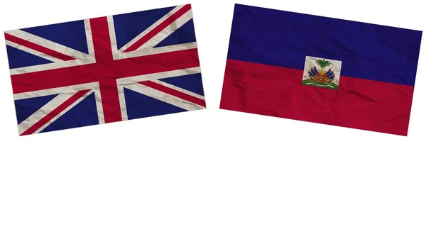 Haiti Egyesült Királyság Zászlók Együtt Papír Textúra Hatás Illusztráció — Stock Fotó