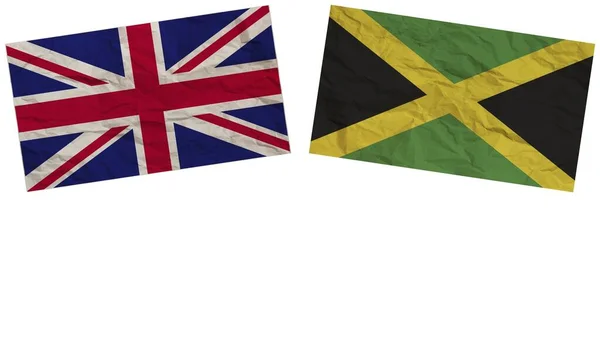 Jamaica Och Storbritannien Flaggor Tillsammans Paper Texture Effect Illustration — Stockfoto