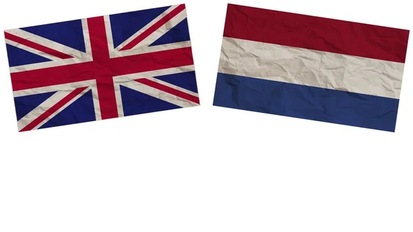 Нідерланди Сполучене Королівство Flags Together Paper Texture Effect Illustration — стокове фото