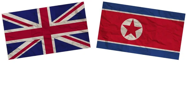 Nordkorea Och Storbritannien Flaggar Tillsammans Paper Texture Effect Illustration — Stockfoto