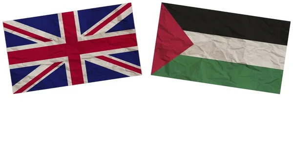 パレスチナとイギリスの旗紙のテクスチャ効果イラスト — ストック写真