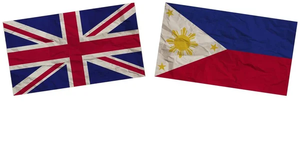 Philippines United Kingdom Flags Together Paper Texture Effect Illustration — Stock Photo, Image