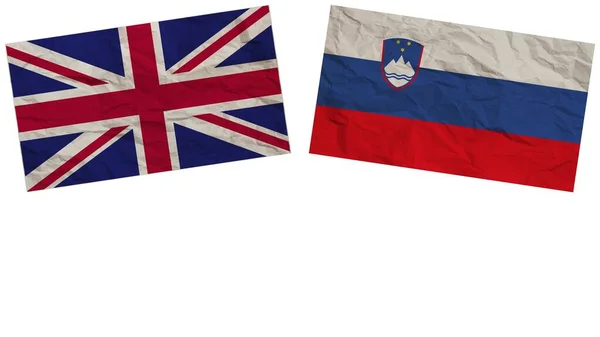 Szlovénia Egyesült Királyság Zászlók Együtt Papír Textúra Hatás Illusztráció — Stock Fotó