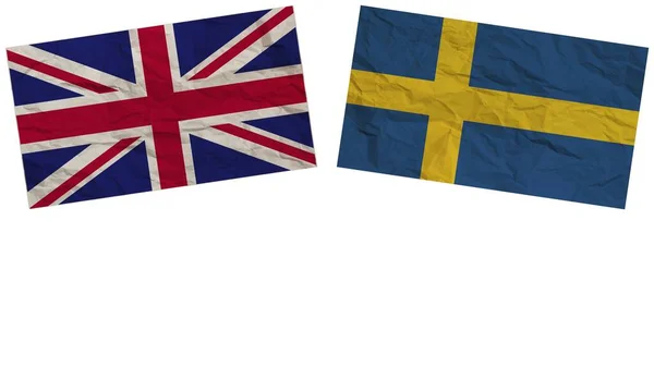 Sweden United Kingdom Flags Together Paper Texture Effect Illustration — Stock Photo, Image