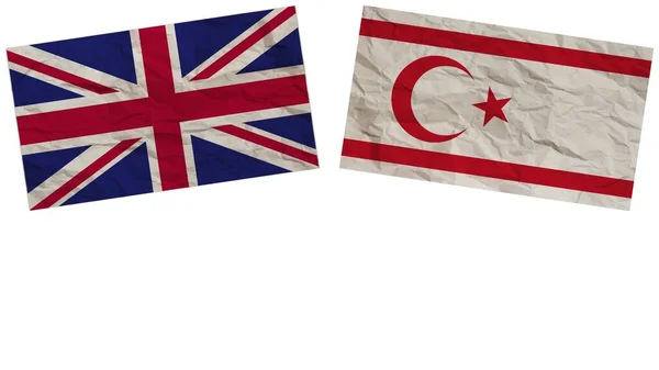 Північний Кіпрс Єднане Королівство Разом Прапори Паперової Текстури Ілюстрації — стокове фото