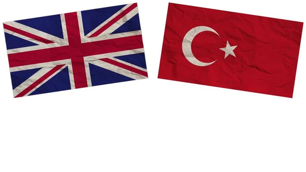 Türkiye Birleşik Krallık Bayrakları Kağıt Dokusu Llüstrasyon Etkisi Altında — Stok fotoğraf