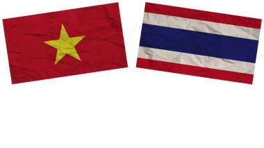 Tayland ve Vietnam Bayrakları Bir arada Kağıt Doku Etkisi İllüstrasyonu