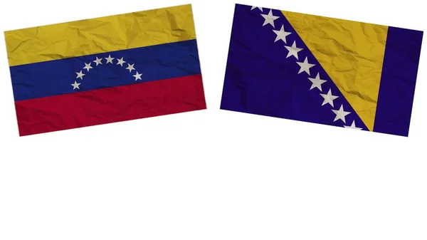 Bośnia Hercegowina Oraz Wenezuela Flagi Razem Efekt Tekstury Papieru Ilustracja — Zdjęcie stockowe
