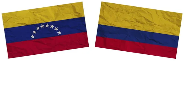 コロンビアとベネズエラの旗紙のテクスチャ効果イラスト — ストック写真