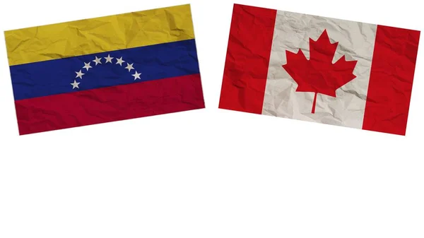 Banderas Canadá Venezuela Juntas Textura Papel Efecto Ilustración — Foto de Stock