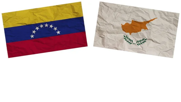 Cypr Wenezuela Flagi Razem Efekt Tekstury Papieru Ilustracja — Zdjęcie stockowe