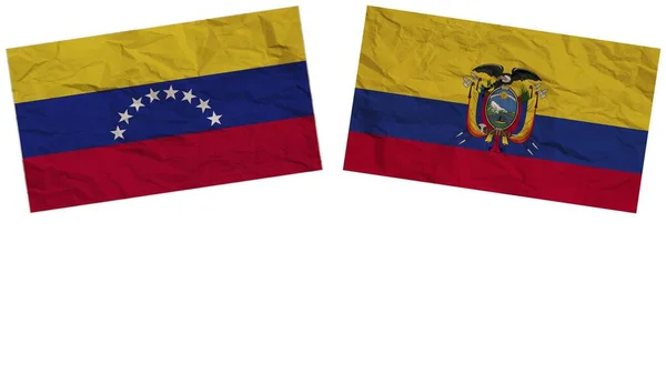 Ecuador Venezuela Vlaggen Samen Paper Texture Effect Illustration — Stockfoto