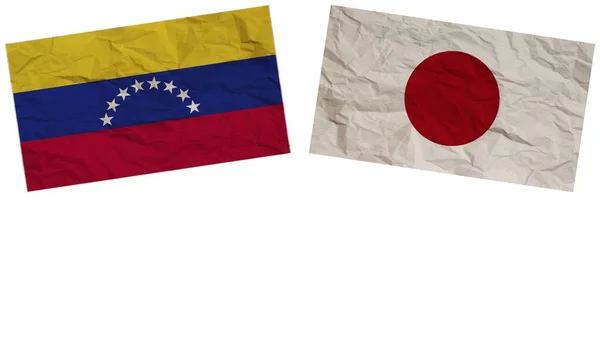 Drapeaux Japon Venezuela Ensemble Illustration Effet Texture Papier — Photo