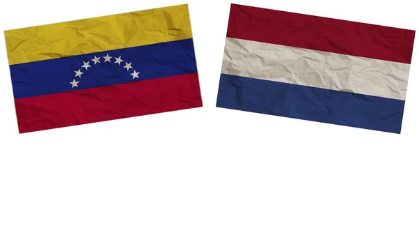 Drapeaux Pays Bas Venezuela Ensemble Illustration Effet Texture Papier — Photo