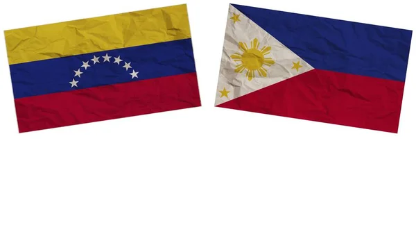 Filipinas Venezuela Banderas Juntas Textura Papel Efecto Ilustración — Foto de Stock