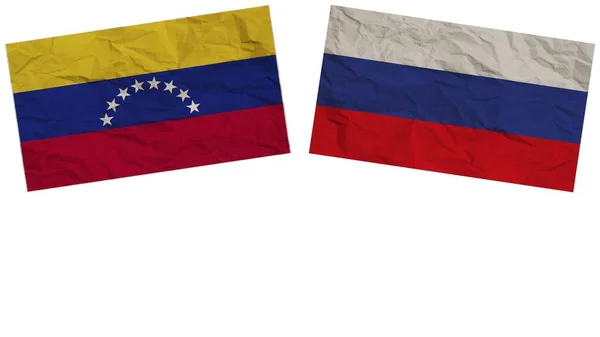 Rusland Venezuela Vlaggen Samen Paper Texture Effect Illustration — Stockfoto