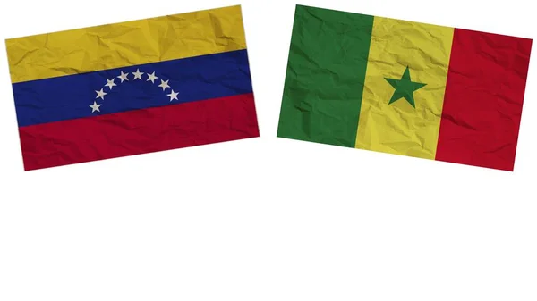 Senegal Venezuela Banderas Juntas Textura Papel Efecto Ilustración — Foto de Stock