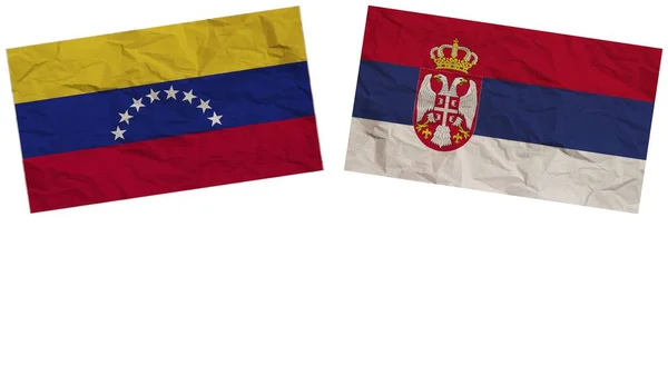 Sırbistan Venezuela Kağıt Doku Llüstrasyonunda Birlikte Bayraklar Etti — Stok fotoğraf