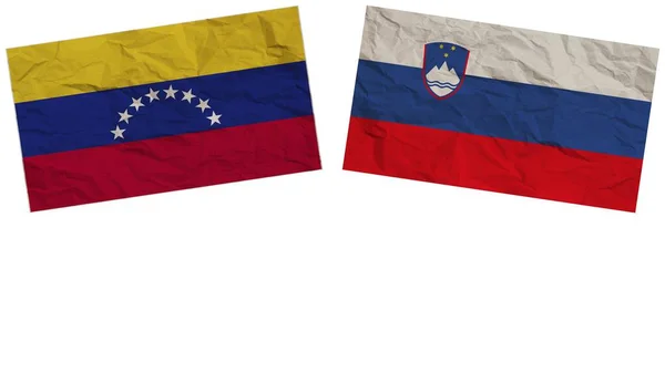 Словенія Венесуела Разом Прапори Паперу Ефект Текстури Ілюстрації — стокове фото