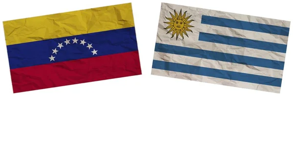 Uruguay Venezuela Bayrakları Kağıt Doku Etkisi Llüstrasyonu — Stok fotoğraf