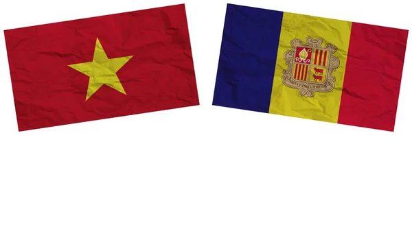 安道尔和越南国旗一起纸制纹理效果说明 — 图库照片