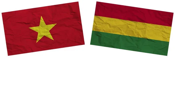 Bolívia Vietnam Zászlók Együtt Papír Textúra Hatás Illusztráció — Stock Fotó