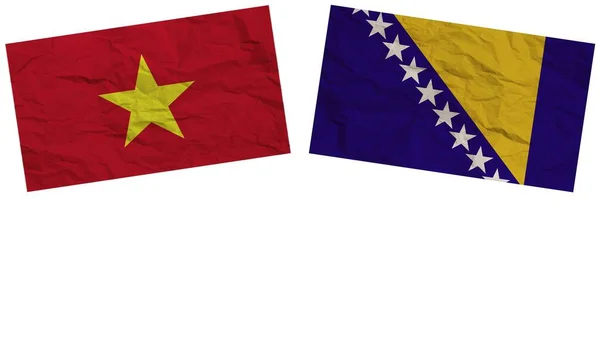 Bosnia Herzegovina Vietnam Flags Together Paper Texture Effect Illustration — Stock Photo, Image