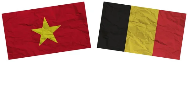 Bandeiras Bélgica Vietnã Juntas Ilustração Efeito Textura Papel — Fotografia de Stock