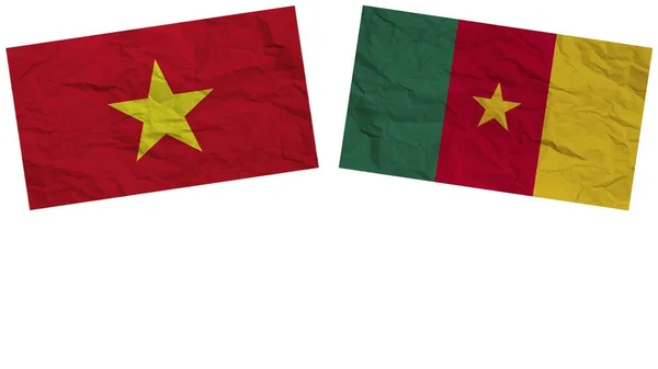 Cameroon Vietnam Flags Together Paper Texture Effect Illustration — стокове фото