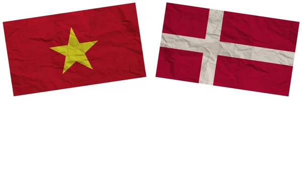 Dänemark Und Vietnam Flaggen Zusammen Papier Textur Effekt Illustration — Stockfoto