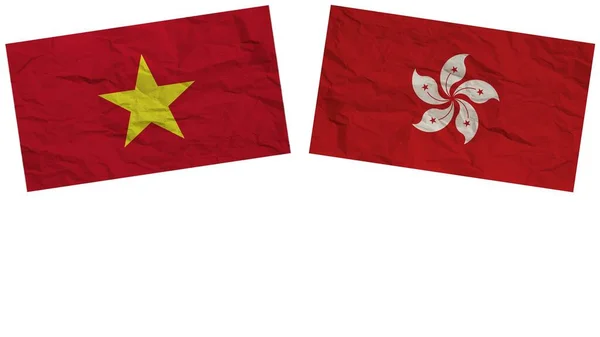 Hong Kong Vietnam Flags Together Paper Texture Effect Illustration — Stock Photo, Image