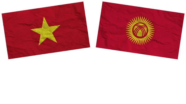 Kirgizisztán Vietnam Zászlók Együtt Papír Textúra Hatás Illusztráció — Stock Fotó