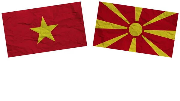 Makedonia Vietnam Liput Yhdessä Paper Texture Effect Kuvitus — kuvapankkivalokuva