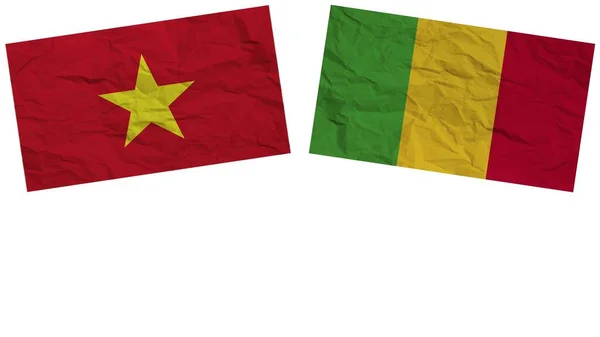 马里和越南国旗一起纸制纹理效果图解 — 图库照片