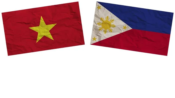 Filipiny Wietnam Flagi Razem Tekstury Papieru Efekt Ilustracji — Zdjęcie stockowe