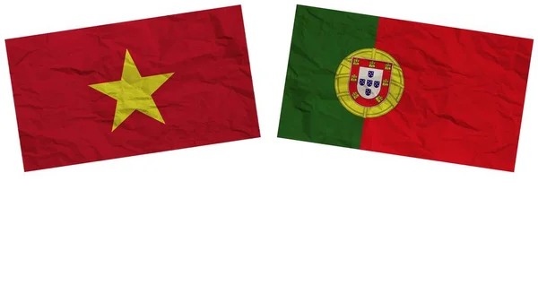 Portugal Vietnam Banderas Juntas Textura Papel Efecto Ilustración — Foto de Stock