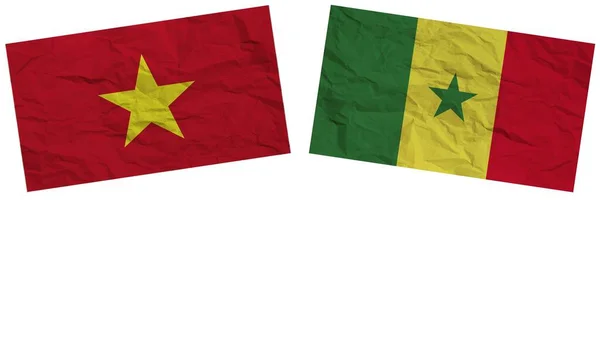Szenegál Vietnam Zászlók Együtt Papír Textúra Hatás Illusztráció — Stock Fotó