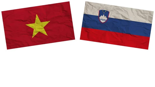 Eslovenia Vietnam Banderas Juntas Textura Papel Efecto Ilustración —  Fotos de Stock