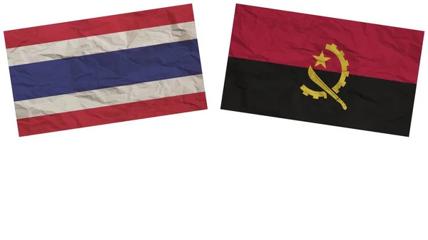 Angola Und Thailand Flaggen Zusammen Papier Textur Effekt Illustration — Stockfoto
