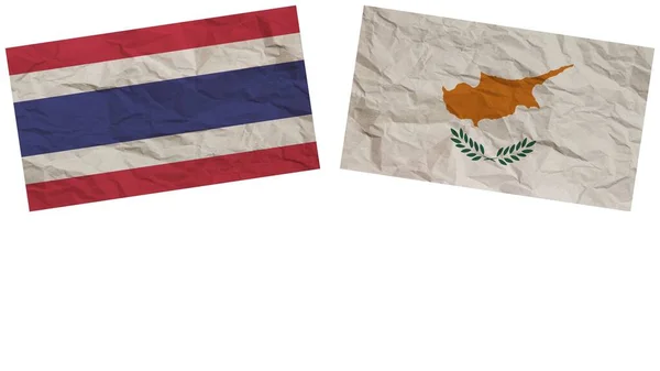 Ciprus Thaiföld Zászlók Együtt Papír Textúra Hatása Illusztráció — Stock Fotó