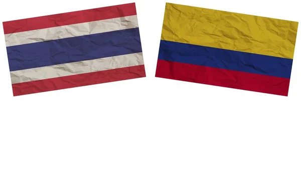Colombia Tailandia Banderas Juntas Papel Textura Efecto Ilustración — Foto de Stock
