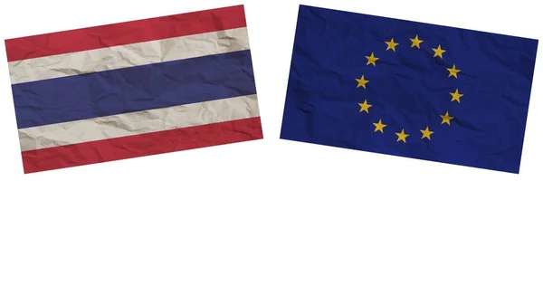 European Union Thailand Flags Together Paper Texture Effect Illustration — Stock Photo, Image