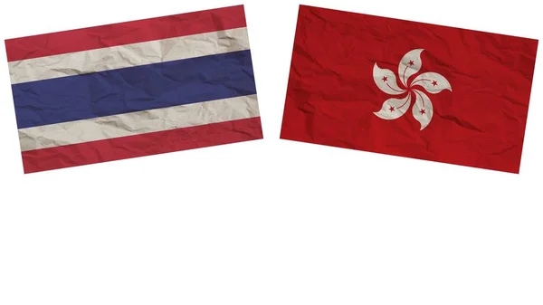 Hong Kong Thailand Flags Together Paper Texture Effect Illustration — Stock Photo, Image