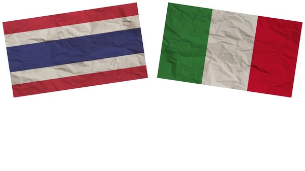 Italia Thailandia Bandiere Insieme Carta Texture Effetto Illustrazione — Foto Stock